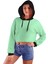 Acr Giyim Su Yeşili Kapüşonlu Crop Top Kadın Sweatshirt - 2 Iplik 2