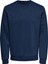 O Yaka Düz Koyu Mavi Erkek Sweatshirt 1