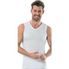 Jiber Erkek V Yaka Sıfır Kol Atlet - 123 Nefes Alabilir Pamuklu Yumuşak Dokulu Özellikte