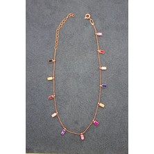 Bella Gloria Renkli Taşlı Sallantılı Gümüş Halhal (Ghl0003)