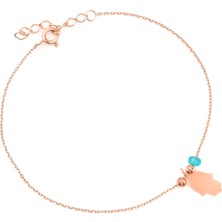 Azuris 925 Ayar Gümüş Aquamarine Taşlı Yuvarlak Plaka Hal Hal