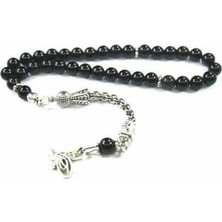 RD Ekoavm Siyah Akik Doğal Taşı Tespih 6 Mm Küre Kesim Tesbih