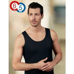 6'lı Paket %100 Pamuk Erkek Atlet Siyah Me005