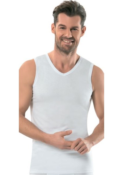 Erkek V Yaka Sıfır Kol Atlet - 123