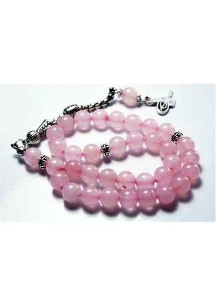 Küre Kesim Tespih Pembe Kuvars Taşı Tesbih