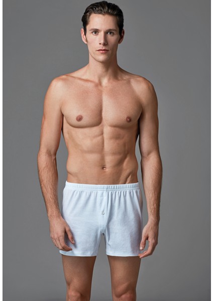 Erkek 2'li Penye Boxer Beyaz ES011523