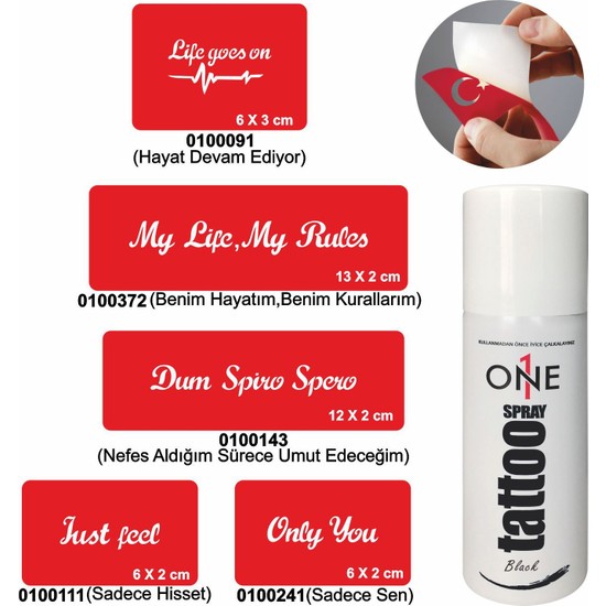 One Spray Tattoo 7700615 Siyah Gecici Sprey Dovme Seti Fiyati