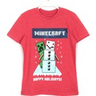 Minecraft Çift Yönlü Pullu Baskılı Unisex Çocuk T-Shirt Kırmızı 001-0002044