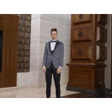 Baggi Erkek Slim Fit Desenli Yelekli Smokin