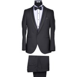 Baggi Erkek Slim Fit Desenli Papyon Kuşaklı Smokin