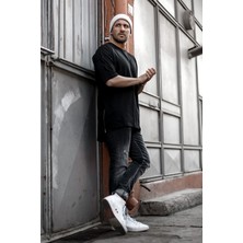 Xhan Siyah Fermuar Detaylı T-Shirt 1KXE1-44339-02