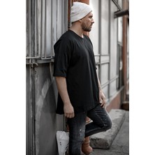 Xhan Siyah Fermuar Detaylı T-Shirt 1KXE1-44339-02