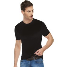 Tutku Elit 3 Adet Siyah Renk Sıfır Yaka Elastan Atlet Fanila