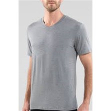 BLACKSPADE 9308 ERKEK SİLVER V YAKA KISA KOL GRİ T-SHİRT
