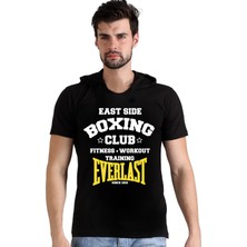 Rock&Roll Boks Kulübü Siyah Kapüşonlu Kısa Kollu Erkek Tişört