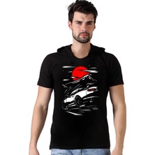 Rock&Roll Tokyo Drift Siyah Kapüşonlu Kısa Kollu Erkek Tişört