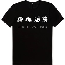 Rock&Roll Panda Taklası Siyah Kısa Kollu Erkek Tişört