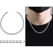 Gül Endam 925 Ayar Gümüş 50 cm 100 Mikron Barlı Erkek Zincir Kolye