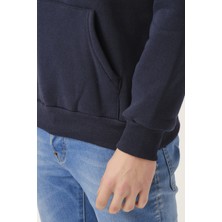 Mascarano Erkek Kalın Lacivert Kapüşonlu Basic Sweatshirt