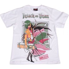 Bunlardan İstiyorum Attack On Titan Mikasa Tişört Beyaz