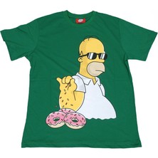 Bunlardan İstiyorum Homer Saltbea On Donuts Tişört Yeşil