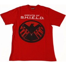 Bunlardan İstiyorum Marvel Agents Of Shield Logo Tişört Kırmızı
