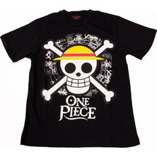 Bunlardan İstiyorum One Piece Flag Icon Tişört Siyah
