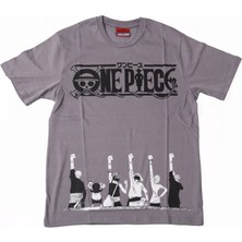 Bunlardan İstiyorum One Piece Raise Fist Tişört Gri