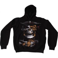Bunlardan İstiyorum Skull No:3 Kapüşonlu Sweatshirt Hoodie Siyah