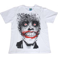 Bunlardan İstiyorum The Joker Bat Face Tişört Beyaz