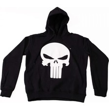 Bunlardan İstiyorum The Punisher Kapüşonlu Sweatshirt Hoodie Siyah