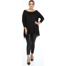 Zerotantik Asimetrik Büyük Beden Tunik Siyah