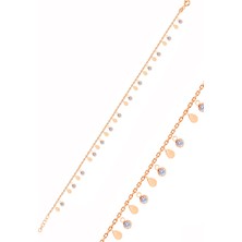 Söğütlü Silver Gümüş Rose  Zirkon Taşlı Damla Pullu Halhal