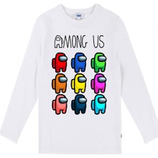 TakeTshirt Among Us Çocuk Tişört Uzun Kol Beyaz Unisex