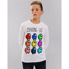 TakeTshirt Among Us Çocuk Tişört Uzun Kol Beyaz Unisex