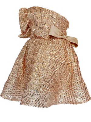 Zühre Balaban Gold Shine Dress Kız Çocuk Abiye Elbise Zb Kids