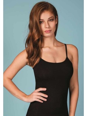 Berrak 3'lü Paket Siyah Kadın Atlet İp Askılı Pamuk-Likralı Rahat Kesim ve Nefes Alabilir