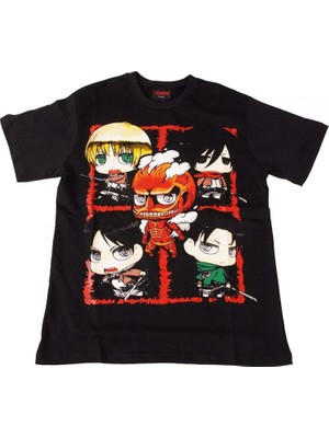 Bunlardan İstiyorum Attack On Titan No:5 Tişört Siyah
