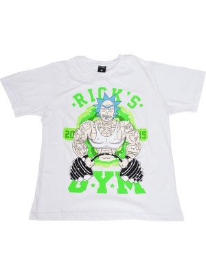 Bunlardan İstiyorum Rick And Morty Gym Tişört Beyaz