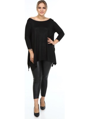 Zerotantik Asimetrik Büyük Beden Tunik Siyah