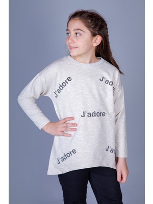 Toontoy Kız Çocuk Jadore Baskılı T-Shirt