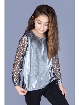 Toontoy Kız Çocuk Kolları Yıldızlı T-Shirt