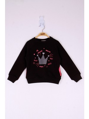 Toontoy Kız Çocuk Taç Baskılı Sweatshirt
