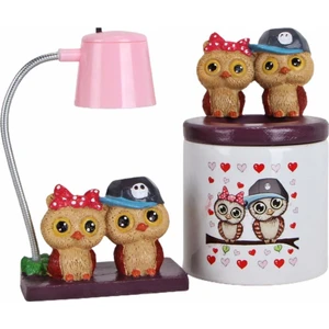 Best Friends Baykuş Işıklı Biblo Masa Gece Lambası Baykuş Kalemlik Arkadaşa Hediye Seti