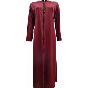 Namaz Elbisesi Fermuarlı Model Bordo Softjarse Kumaş