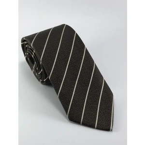 Kahve Krem Çizgili Kravat