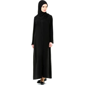 Namaz Elbisesi - Örtülü Fermuarlı - Siyah