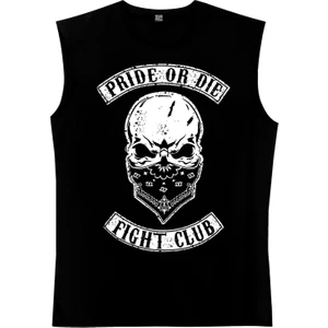 Bandanalı Kurukafa Siyah Kesik Kol | Kolsuz Erkek T-Shirt | Atlet