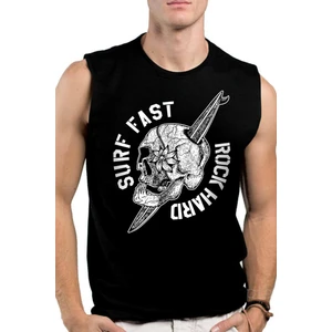 Sörf Kurukafa Siyah Kesik Kol | Kolsuz Erkek T-Shirt | Atlet