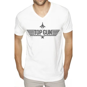 Top Gun Beyaz V Yaka Kısa Kollu Erkek T-Shirt